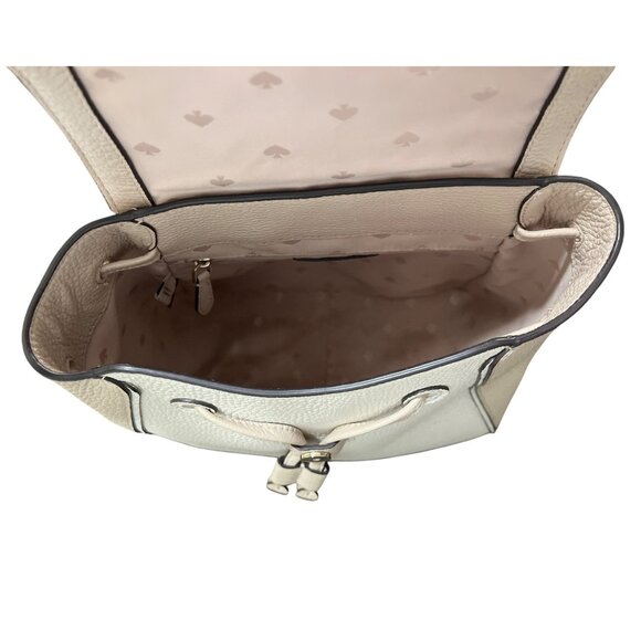 Kate Spade Leila Colorblock Medium Flap Backpack & Zip Wallet Set Warm Beige - Picture 6 of 11